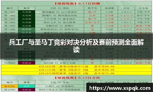 兵工厂与圣马丁竞彩对决分析及赛前预测全面解读